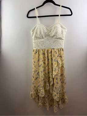Kismet Bellini NWT Yellow Floral High Low Lace Bustier Sundress Garden Party Med